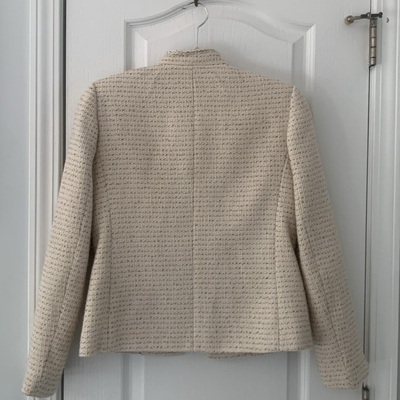 JCrew Tweed Blazer with Metallic Thread size 0 cream beige‎ classic elegant - Picture 14 of 15
